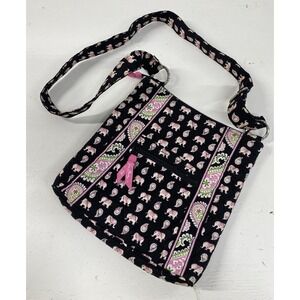 Vera Bradley Lindsey Pink Elephants Shoulder Crossbody Handbag purse bag Retired